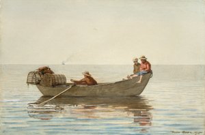 Tres chicos en un Dory con nasas de langosta de Winslow Homer