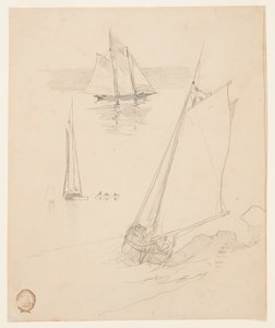 Tres bocetos de goletas de Winslow Homer