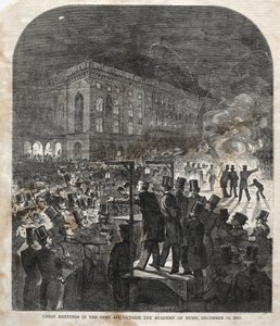 Reunión sindical al aire libre frente a la Academia de Música de Winslow Homer
