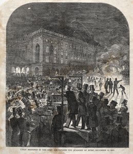 Reunión de la Unión al aire libre fuera de la Academia de Música, 1859 de Winslow Homer