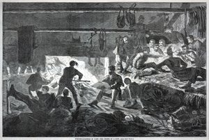 Winter-quarters in Camp--The inside of a Hut, de Harper