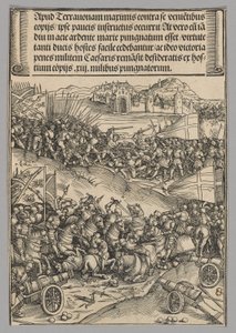 Batalla de Guinegate, lámina 4 de Escenas históricas de la vida del emperador Maximiliano I desde el Arco del Triunfo de Wolf Traut
