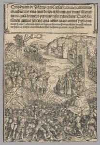Rebelión de Flandes, lámina 7 de Escenas históricas de la vida del emperador Maximiliano I desde el arco del triunfo de Wolf Traut