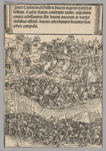 Guerra con Güeldres, lámina 5 de Escenas históricas de la vida del emperador Maximiliano I desde el Arco del Triunfo de Wolf Traut
