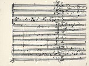 Wolfgang Amadeus Mozart (1756-1791) compositor austríaco. Autógrafo del final de la música de fuego y del comienzo del dúo de Pamina y Tamino (Caminamos a través de las llamas) de La flauta mágica. 1791 de Wolfgang Amadeus Mozart