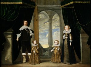Retrato de un noble, su esposa y sus dos hijas de Wolfgang Heimbach