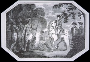 El general Burgoyne y los indios en 1777, grabado por J. Taylor, de 