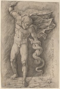 Fauno luchando con una serpiente de Workshop of Andrea Mantegna