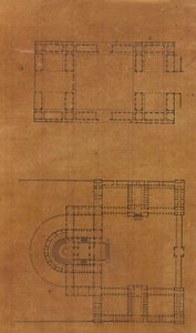 Página de un álbum de recortes que contiene dibujos y varias impresiones de arquitectura, ca. 1800-1850. Creadores: Taller de Charles Percier, Taller de Pierre François Léonard Fontaine