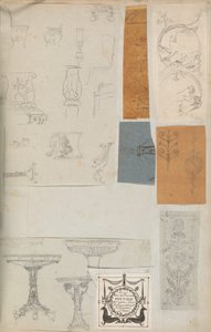 Página de un Álbum de Recortes que Contiene Dibujos y Varias Impresiones de Arquitectura, ca. 1800-1850. Creadores: Taller de Charles Percier, Taller de Pierre François Léonard Fontaine de Workshop of Charles Percier, Workshop of Pierre