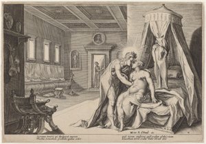 Apolo abusando de Leucothoe de Workshop of Hendrick Goltzius, after Hendrick Goltzius
