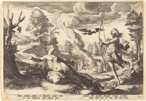 Apolo matando a Coronis de Workshop of Hendrick Goltzius, after Hendrick Goltzius