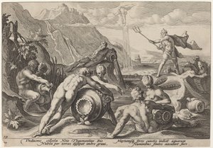 Neptuno tramando la destrucción del hombre de Workshop of Hendrick Goltzius, after Hendrick Goltzius