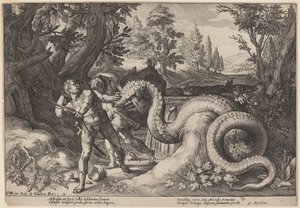 El dragón devorando a los compañeros de Cadmo de Workshop of Hendrick Goltzius, after Hendrick Goltzius