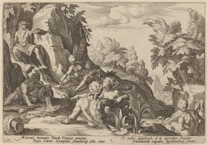El Dios del Río Peneo Rodeado por Otras Divinidades de Workshop of Hendrick Goltzius, after Hendrick Goltzius