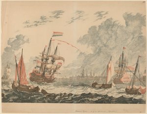 El Río IJ en Ámsterdam, 1680s-1690s de Workshop of Johann Teyler