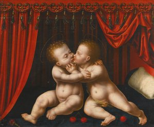 Holandés: Christus en Johannes de Doper als kinderen Los niños Cristo y Juan Bautista abrazados