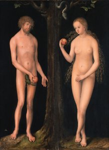 Alemán: Adam und Eva Adam and Eve de workshop of Lucas Cranach the Elder