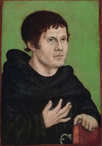 Alemán: Posthumes Bildnis Martin Luthers (1483-1546) als Augustinermönch Retrato póstumo de Martín Lutero como monje agustino de workshop of Lucas Cranach the Elder