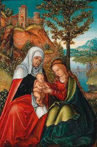 La Virgen y el Niño con Santa Ana de workshop of Lucas Cranach the Elder