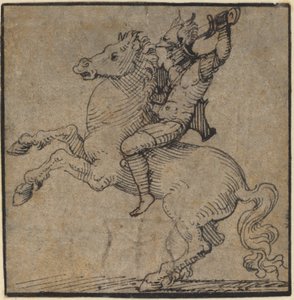 Guerrero en armadura renacentista sobre un caballo encabritado de Workshop of Peter Vischer the Younger