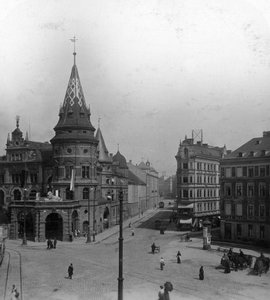 Löwenbräu Keller y Stiglmaierplatz, Múnich, Alemania, c. 1900s de Wurthle and Sons