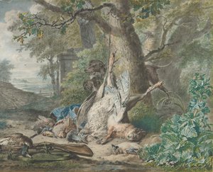 Naturaleza muerta de caza en un bosque de Wybrand Hendriks