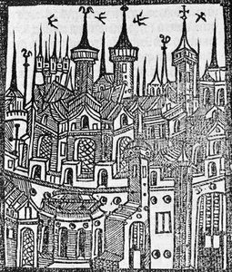 Grabado de La Crónica de Inglaterra, 1497 de Wynkyn de Worde