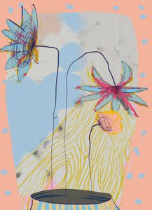 Flores abstractas en pastel de XHOZUCAN