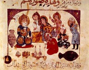 Abou-Zayd en la taberna Hanah, miniatura de 