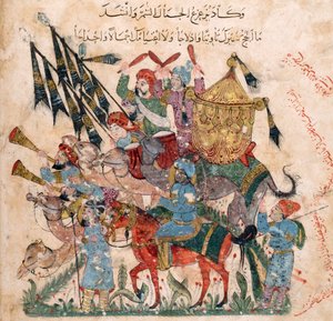 Caravana de peregrinos en Ramleh de un manuscrito de Maqâmât de al-Harîrî, 1237