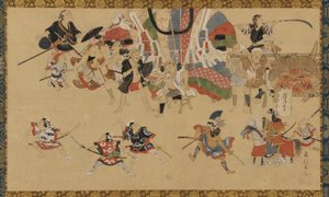 Escena de calle durante un festival de Yamamoto Fujinobu