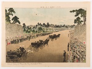 El almirante Sperry y su grupo de camino al Palacio Imperial de Yamamoto Shoun