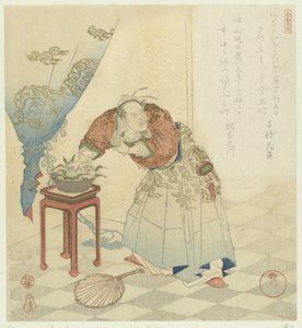 Tôbôsaku roba melocotones de inmortalidad Cinco imágenes sobre la longevidad (título de la serie) Kotobuki goban no uchi (título de serie en objeto) de Yanagawa Shigenobu (I)