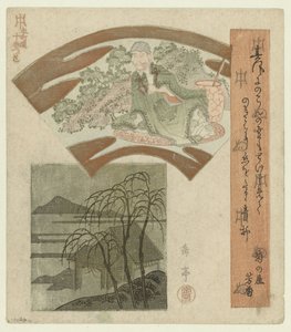 Un sabio chino y un paisaje con sauces. Una serie de diez grabados para Honchôren (título de la serie) Honchôren jûbantsuzuki (título de serie sobre objeto) de Yashima Gakutei