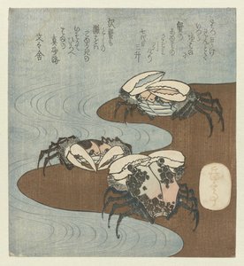 Cangrejos en la orilla de Yashima Gakutei