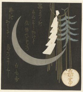 Luna creciente con decoración de Año Nuevo