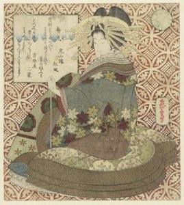 Mujer sentada con pipa de Yashima Gakutei
