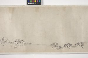 Cien burros transportando grano, Manuscrito, c.1700 (tinta sobre papel) de Ye Yin