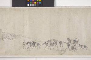 Cien burros transportando grano, Manuscrito, c.1700 (tinta sobre papel) de Ye Yin