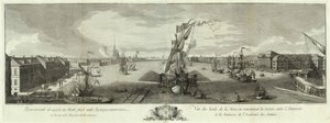 Vista del Neva río abajo desde la Almirantazgo y la Academia de Ciencias, Libro del 50 aniversario de San Petersburgo, 1753
