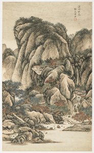 Colores otoñales entre arroyos y montañas, de un álbum de 12 hojas de Yongxi Jin