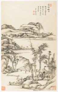 Contemplación otoñal en un estanque limpio, de un álbum de 12 hojas de Yongxi Jin