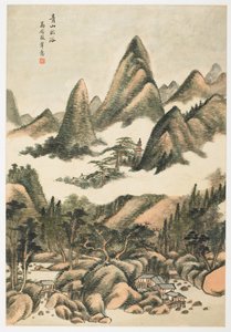 Green Mountain Just After a Bath, de un álbum de 12 hojas de Yongxi Jin