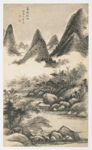 Arboleda de primavera antes de la lluvia, de un álbum de 12 hojas de Yongxi Jin