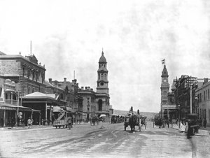 Calle King William mirando al sur, Adelaida, Australia, 1895