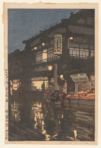 Calle Kagurazaka después de una lluvia nocturna de Yoshida Hiroshi