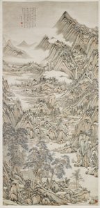 Paisaje después de Huang Gongwang de Yu Wang