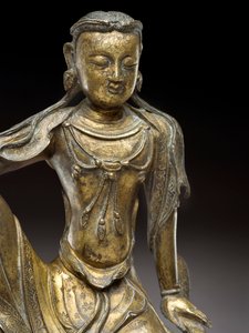 Bodhisattva Avalokitesvara, dinastía Yuan (bronce dorado) (detalle) de Yuan Dynasty Chinese School