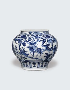 Guan blanco y azul, mediados del siglo XIV de Yuan Dynasty Chinese School